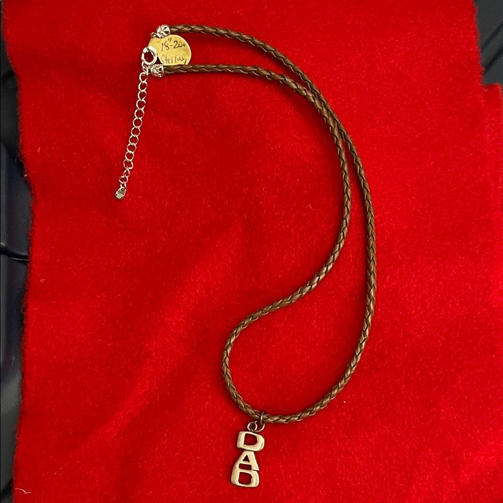 NWT braided leather necklace w sterling closure 18”- 20”